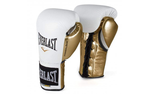 Перчатки боевые 8oz Everlast Powerlock P00000631 белый\золотой 600_380