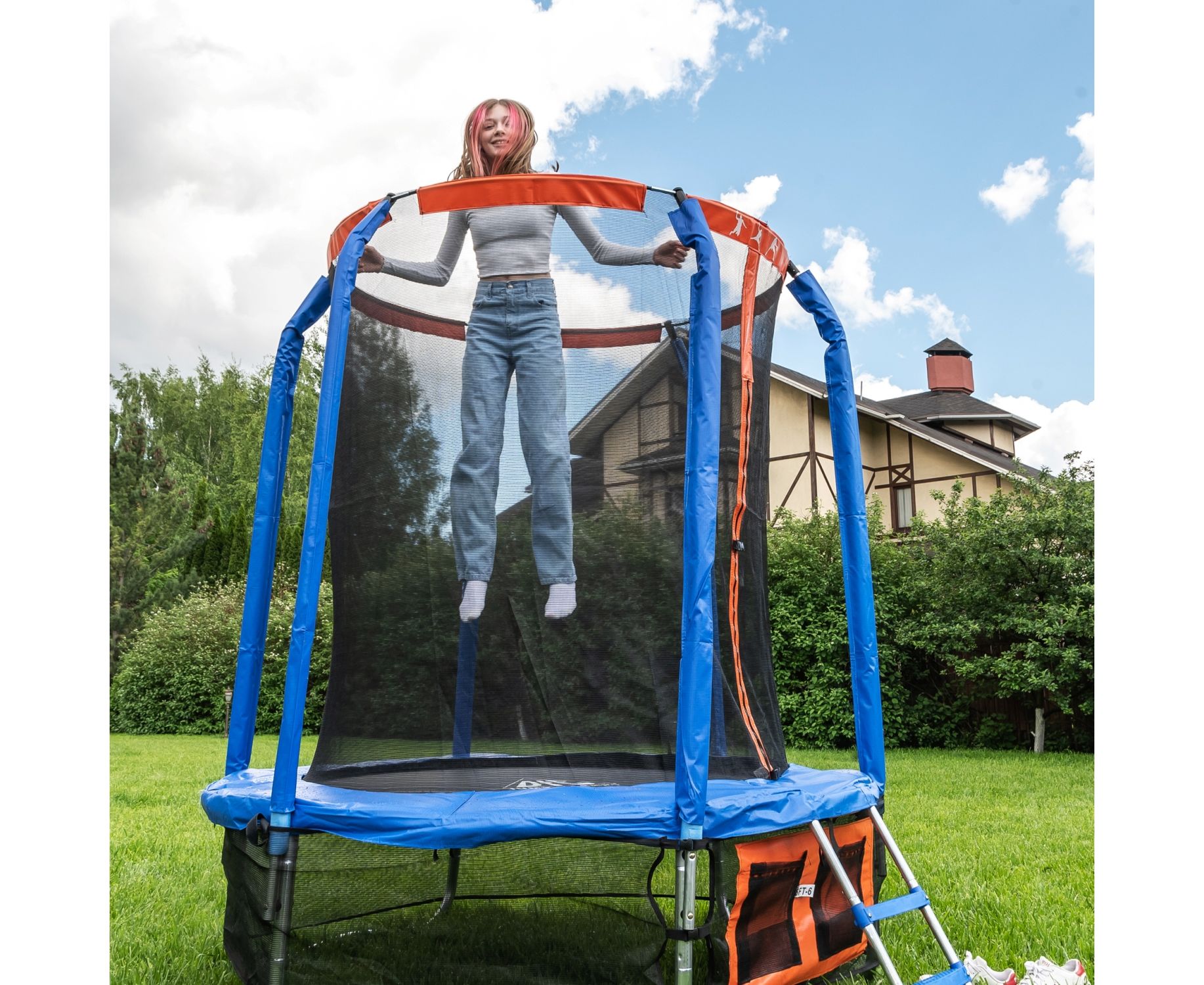 Батут DFC Jump Basket 16ft внутр.сетка, лестница (488cм) 16FT-JBSK-B 1834_1500