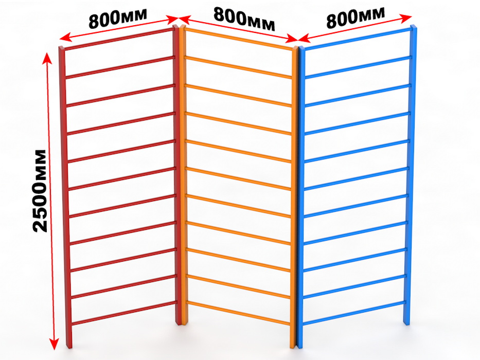 Шведская стенка уличная Glav трехсекционная, высота 2600 мм 14.7.200-2600 933_700