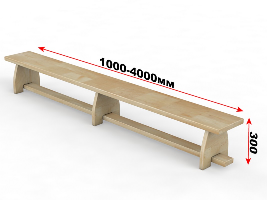 Скамейка гимнастическая с деревянными ножками Glav 04.302.1-2000 Длина 200см 1067_800