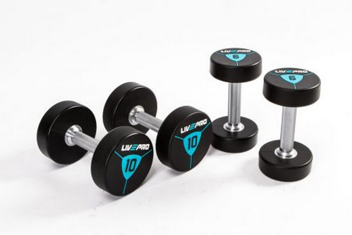 Гантели в уретане 16 кг Live Pro Premium Urethane Dumbbells LP8000-16 1200_800