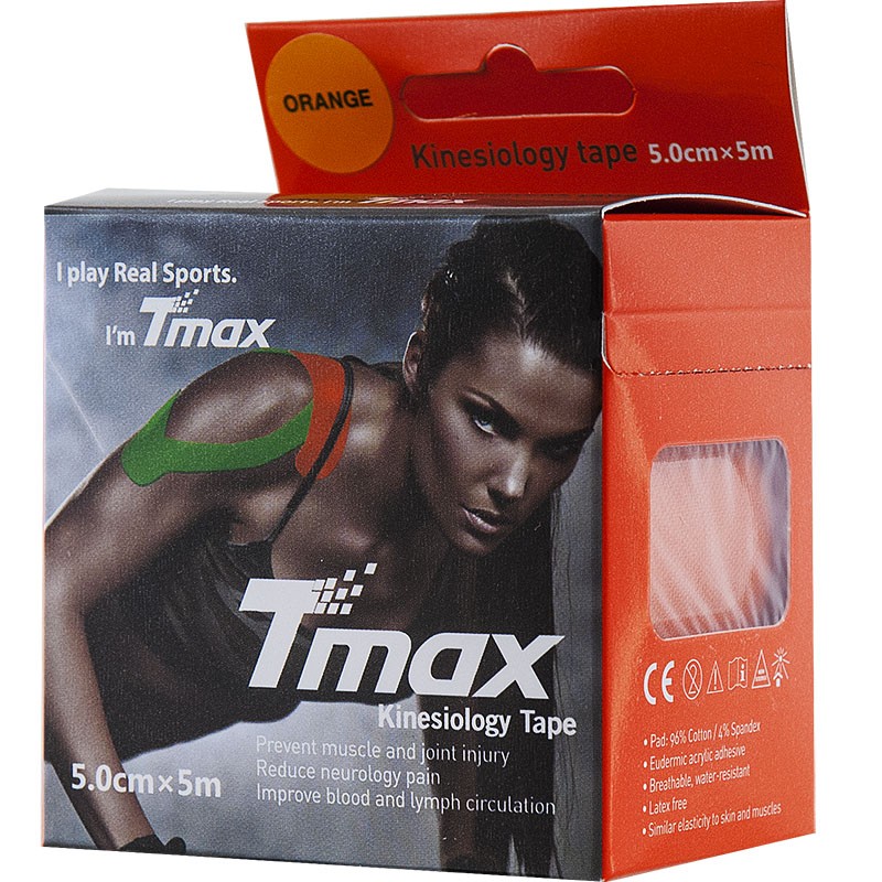 Тейп кинезиологический Tmax Extra Sticky Orange оранжевый 800_800